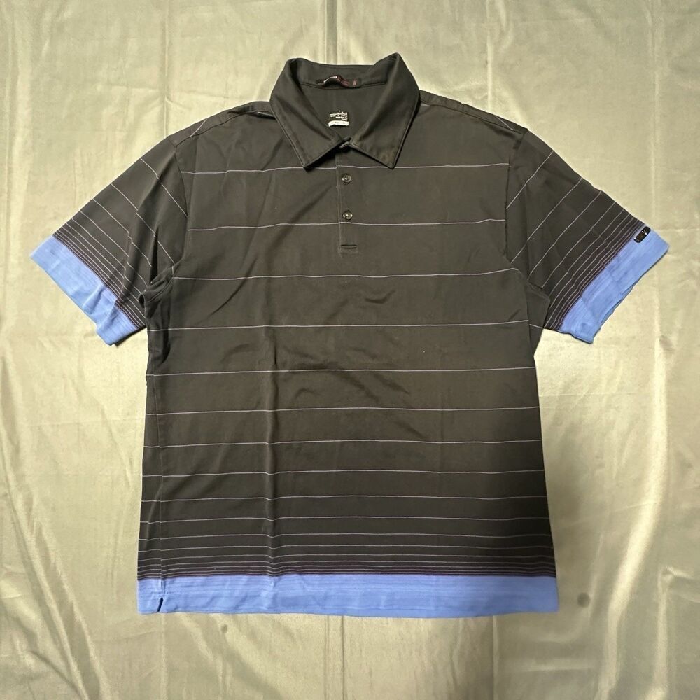 Nike Tiger Woods Collection Polo Shirt Mens Large Striped Button Collar Y2K 00s